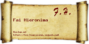 Fai Hieronima névjegykártya